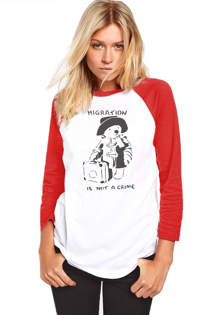 Migration is not a Crime Banksy - Womens Baseball Top