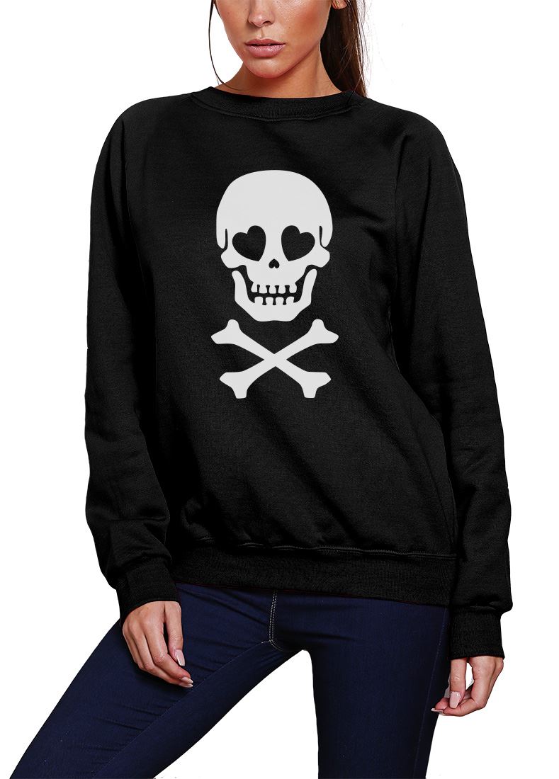 Skull and Crossbones Heart Eyes - Youth & Womens Sweatshirt