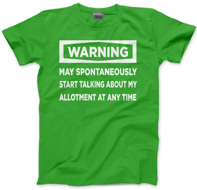 Warning May Start Talking About My Allotment - Mens and Youth Unisex T-Shirt