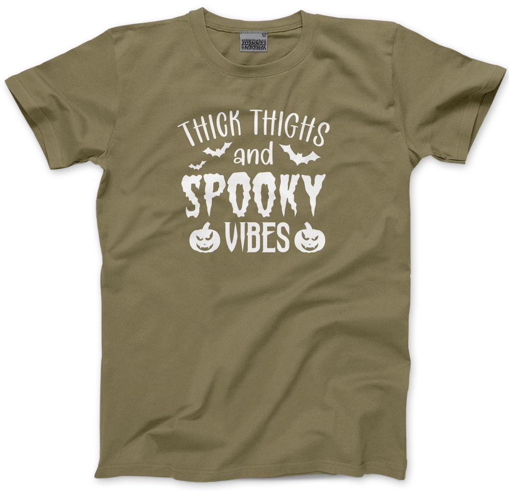 Thick Thighs and Spooky Vibes Pumpkin - Mens Unisex T-Shirt