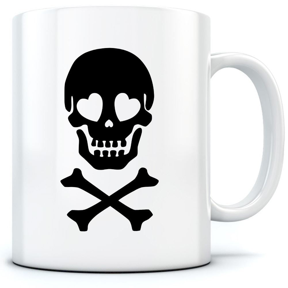 Skull and Crossbones Heart Eyes - Mug for Tea Coffee