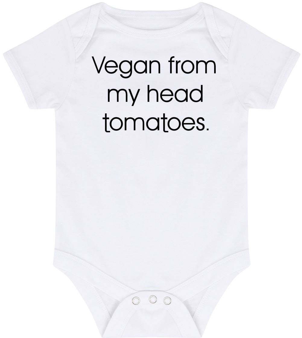 Vegan from My Head Tomatoes - Baby Vest Bodysuit Short Sleeve Unisex Boys Girls