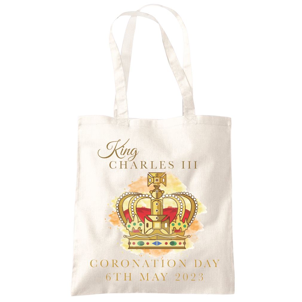 The Kings Coronation Crown Watercolour Print - Tote Shopping Bag