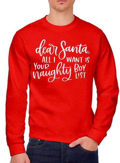 Dear Santa All I Want is Your Naughty Boy List - Mens Sweatshirt