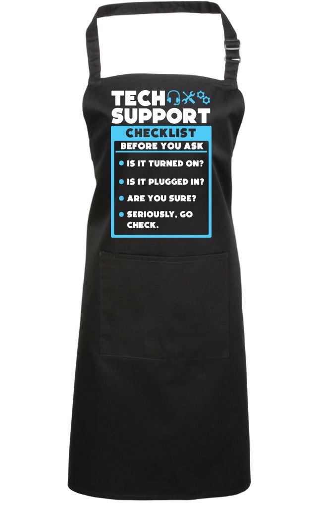 Tech Support Checklist Funny Sysadmin - Apron - Chef Cook Baker