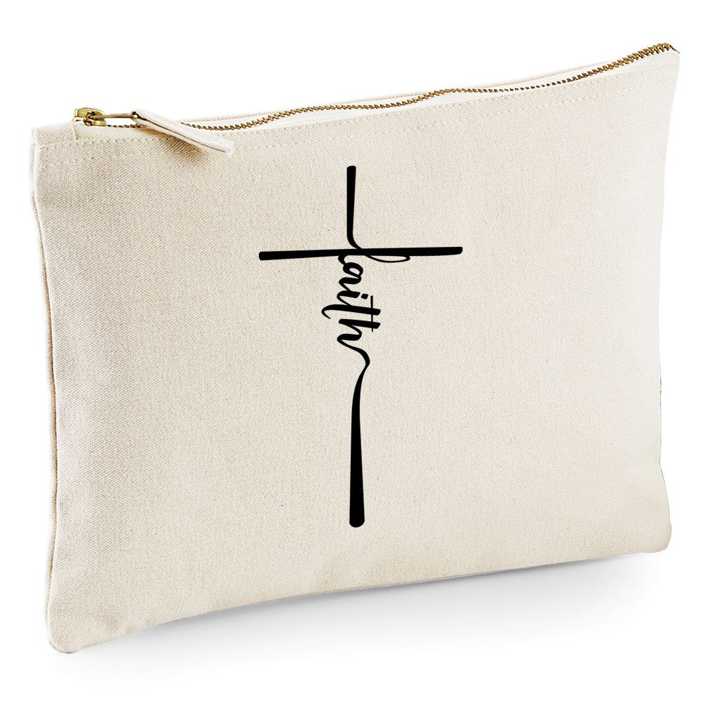 Faith Christian Cross - Zip Bag Cosmetic Make up Bag Pencil Case Accessory Pouch