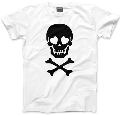 Skull and Crossbones Heart Eyes - Mens and Youth Unisex T-Shirt