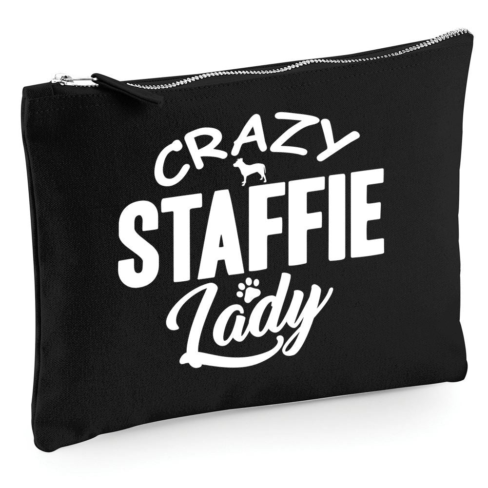 Crazy Staffie Lady - Zip Bag Costmetic Make up Bag Pencil Case Accessory Pouch