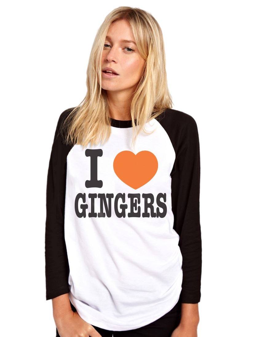 I Love Heart Gingers - Womens Baseball Top