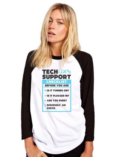 Tech Support Checklist Funny Sysadmin - Womens Baseball Top