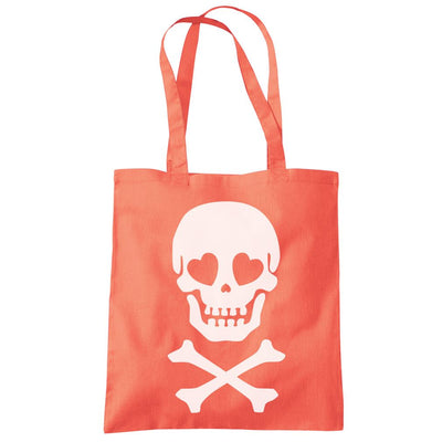 Skull and Crossbones Heart Eyes - Tote Shopping Bag