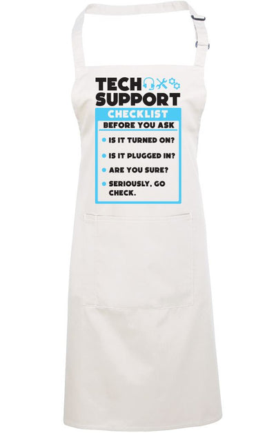 Tech Support Checklist Funny Sysadmin - Apron - Chef Cook Baker