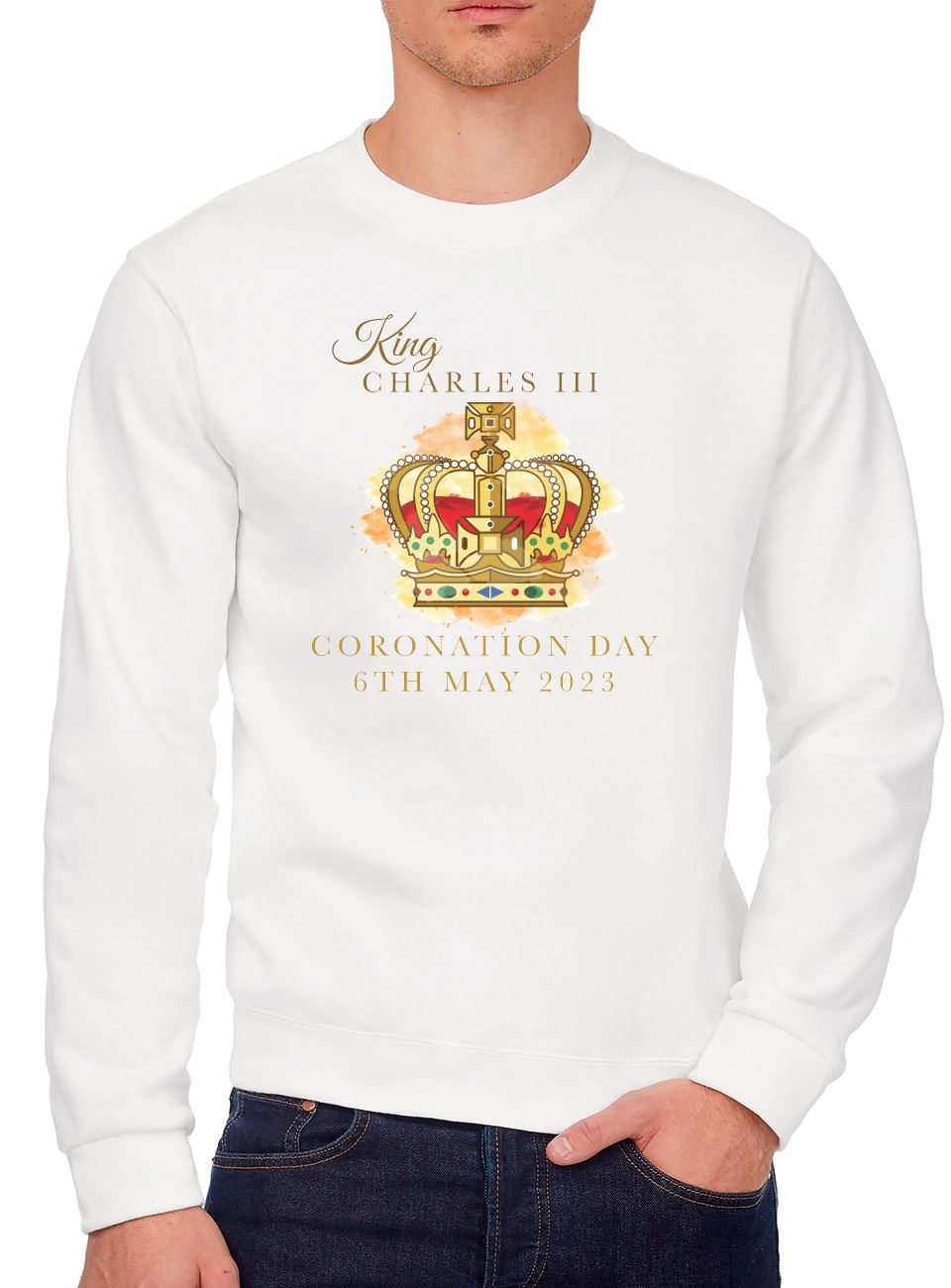 The Kings Coronation Crown Watercolour Print - Youth & Mens Sweatshirt