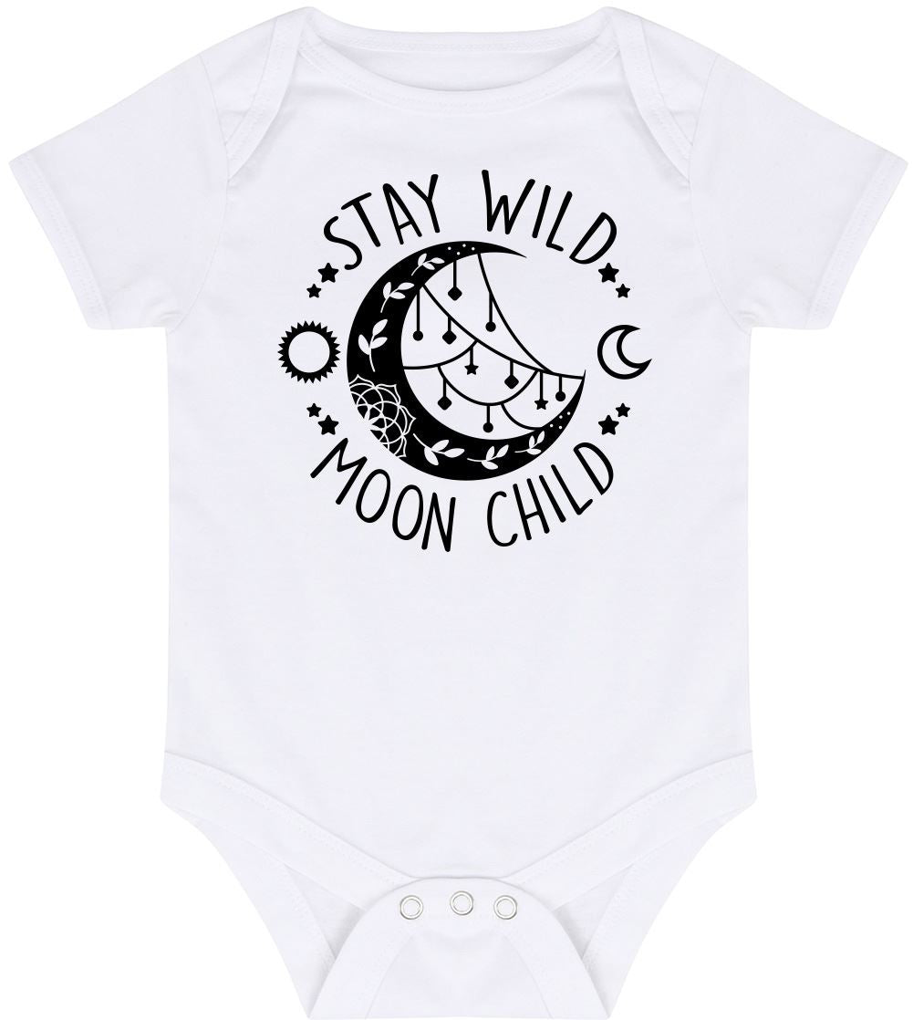 Stay Wild Moon Child - Baby Vest Bodysuit Short Sleeve Unisex Boys Girls