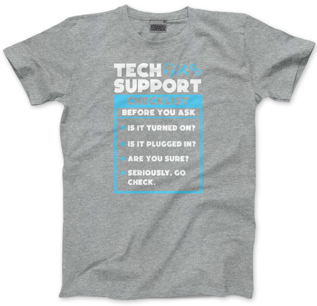 Tech Support Checklist Funny Sysadmin - Mens and Youth Unisex T-Shirt