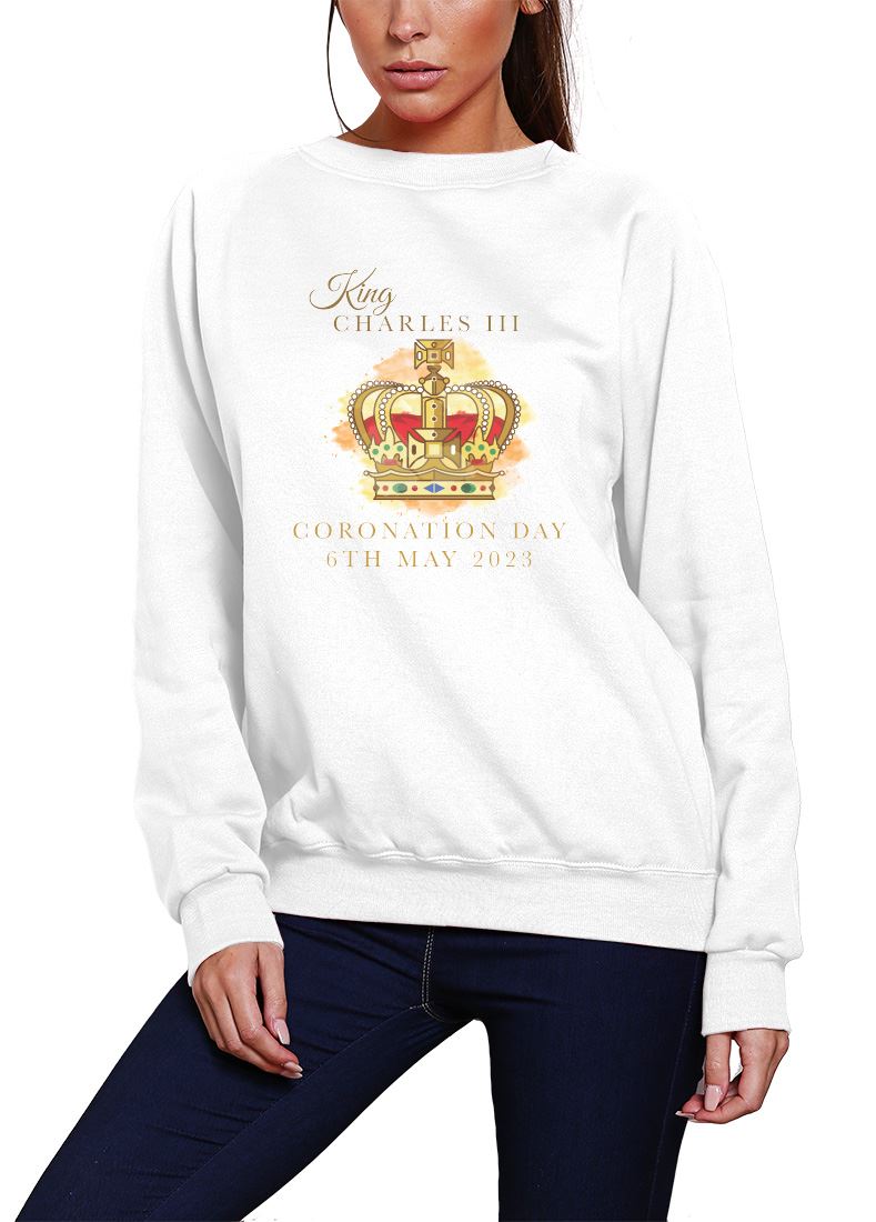 The Kings Coronation Crown Watercolour Print - Youth & Womens Sweatshirt