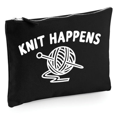Knit Happens - Zip Bag Costmetic Make up Bag Pencil Case Accessory Pouch