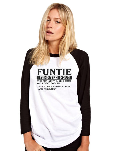Funtie Fun Auntie - Womens Baseball Top
