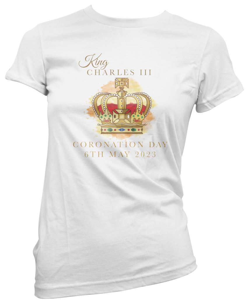 The Kings Coronation Crown Watercolour Print - Womens T-Shirt