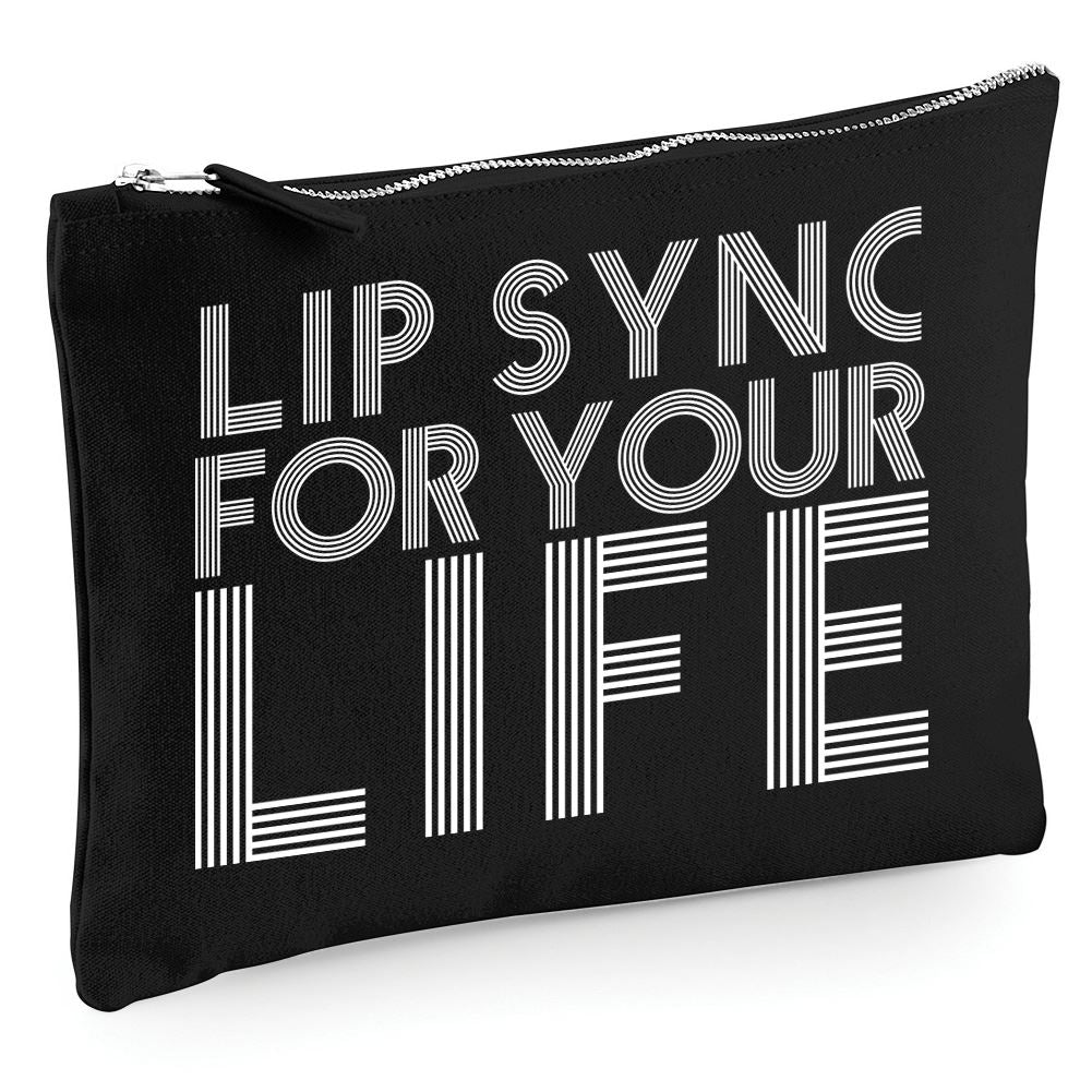 Lip Sync For Your Life - Zip Bag Costmetic Make up Bag Pencil Case Accessory Pouch