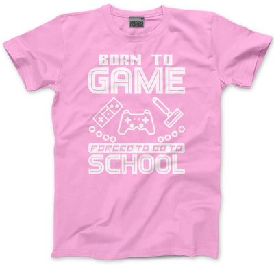 Born to Play Video Games Forced to go to School - Kids T-Shirt