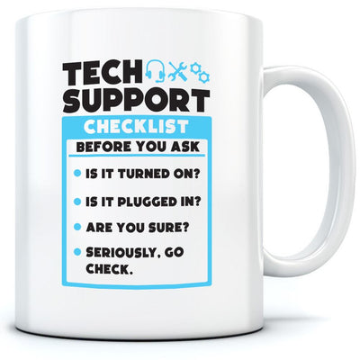Tech Support Checklist Funny Sysadmin - Mug for Tea Coffee