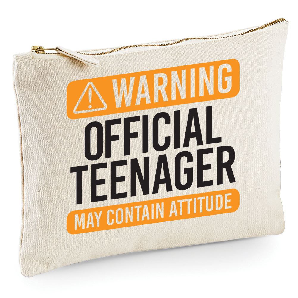 Warning Official Teenager - Zip Bag Costmetic Make up Bag Pencil Case Accessory Pouch