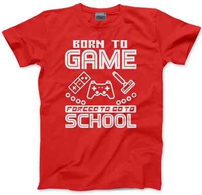 Born to Play Video Games Forced to go to School - Kids T-Shirt