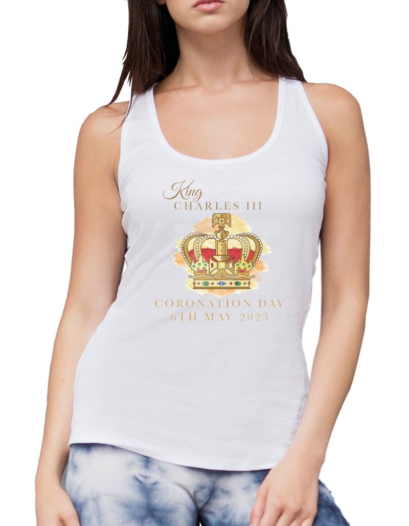 The Kings Coronation Crown Watercolour Print - Womens Vest Tank Top