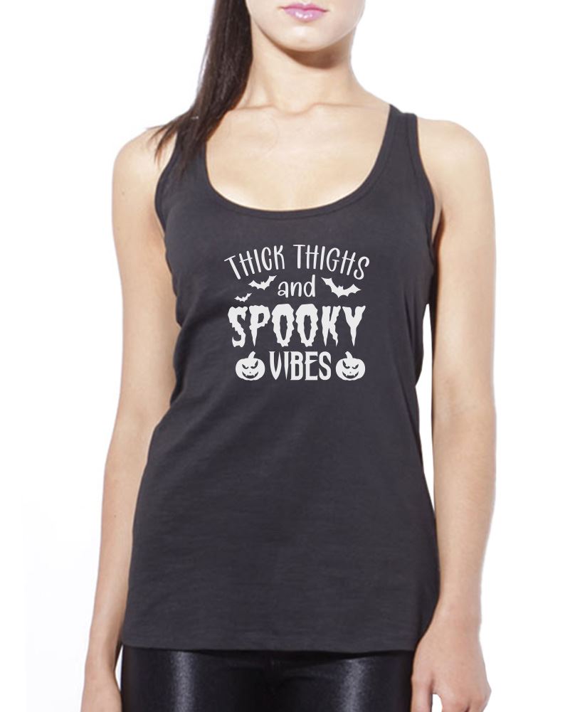 Thick Thighs and Spooky Vibes Pumpkin - Womens Vest Tank Top
