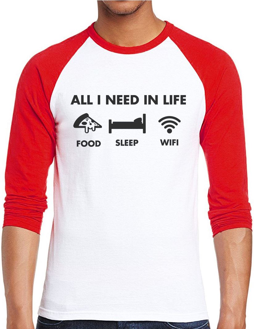 All I Need In Life Food Sleep WIFI - Men Baseball Top