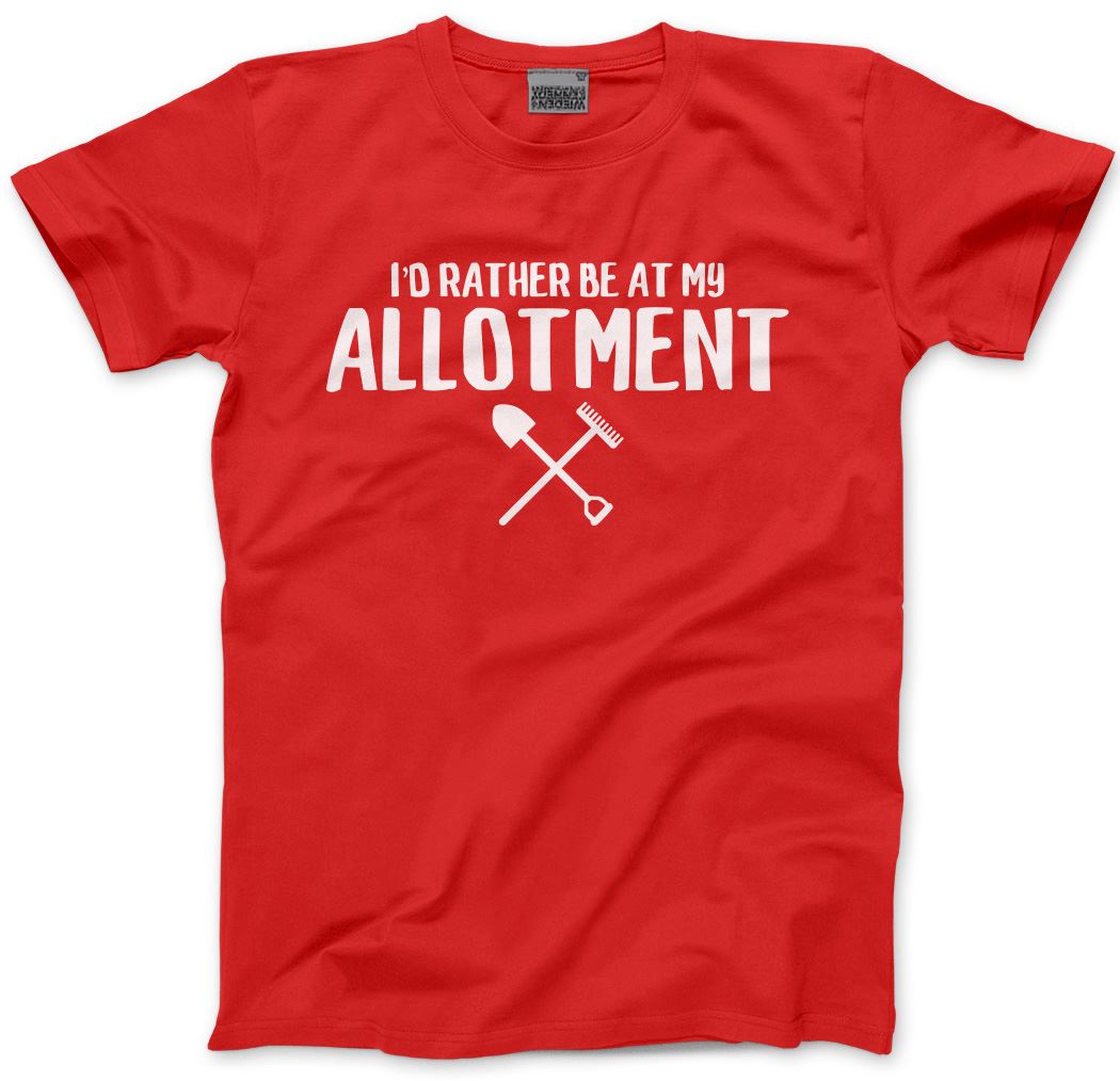 T-Shirt Unisex « I'd Rather Be At My Allotment » - Homme/Femme - Coton - Neuf Avec Étiquettes