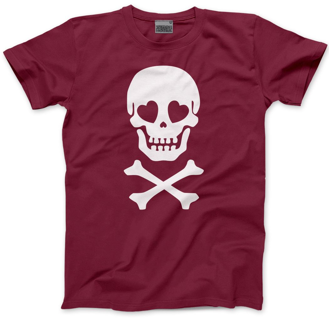 Skull and Crossbones Heart Eyes - Kids T-Shirt
