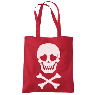Skull and Crossbones Heart Eyes - Tote Shopping Bag