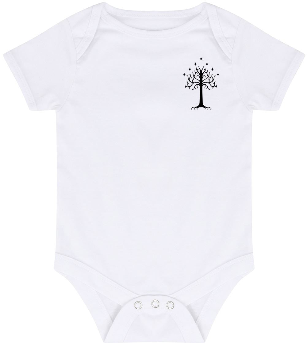 White Tree of Gondor Pocket Design - Baby Vest Bodysuit Short Sleeve Unisex Boys Girls