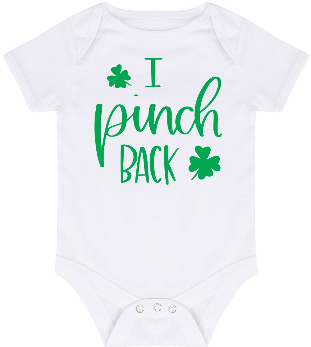 I Pinch Back St Patrick's Day - Baby Vest Bodysuit Short Sleeve Unisex Boys Girls