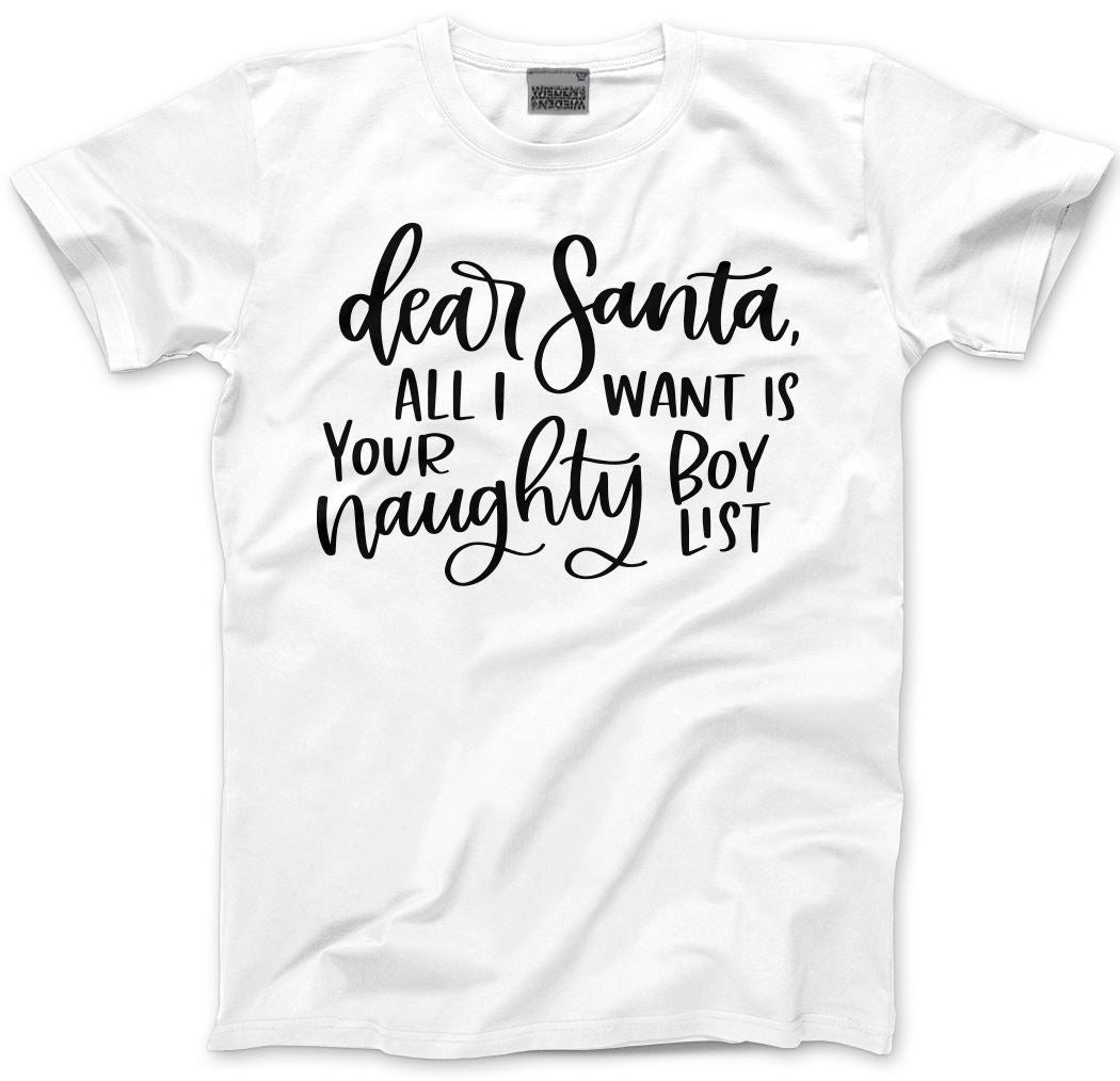 Dear Santa All I Want is Your Naughty Boy List - Mens Unisex T-Shirt