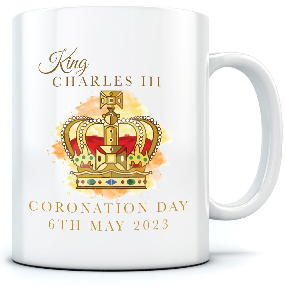 The Kings Coronation Crown Watercolour Print - Mug for Tea Coffee