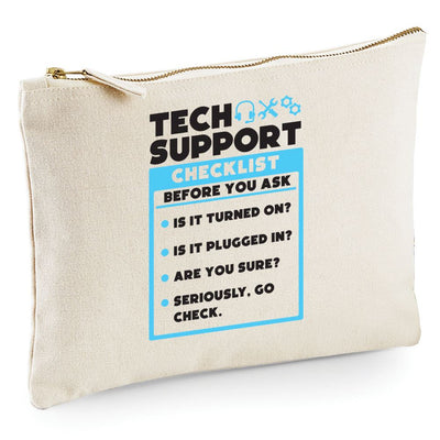 Tech Support Checklist Funny Sysadmin - Zip Bag Costmetic Make up Bag Pencil Case Accessory Pouch