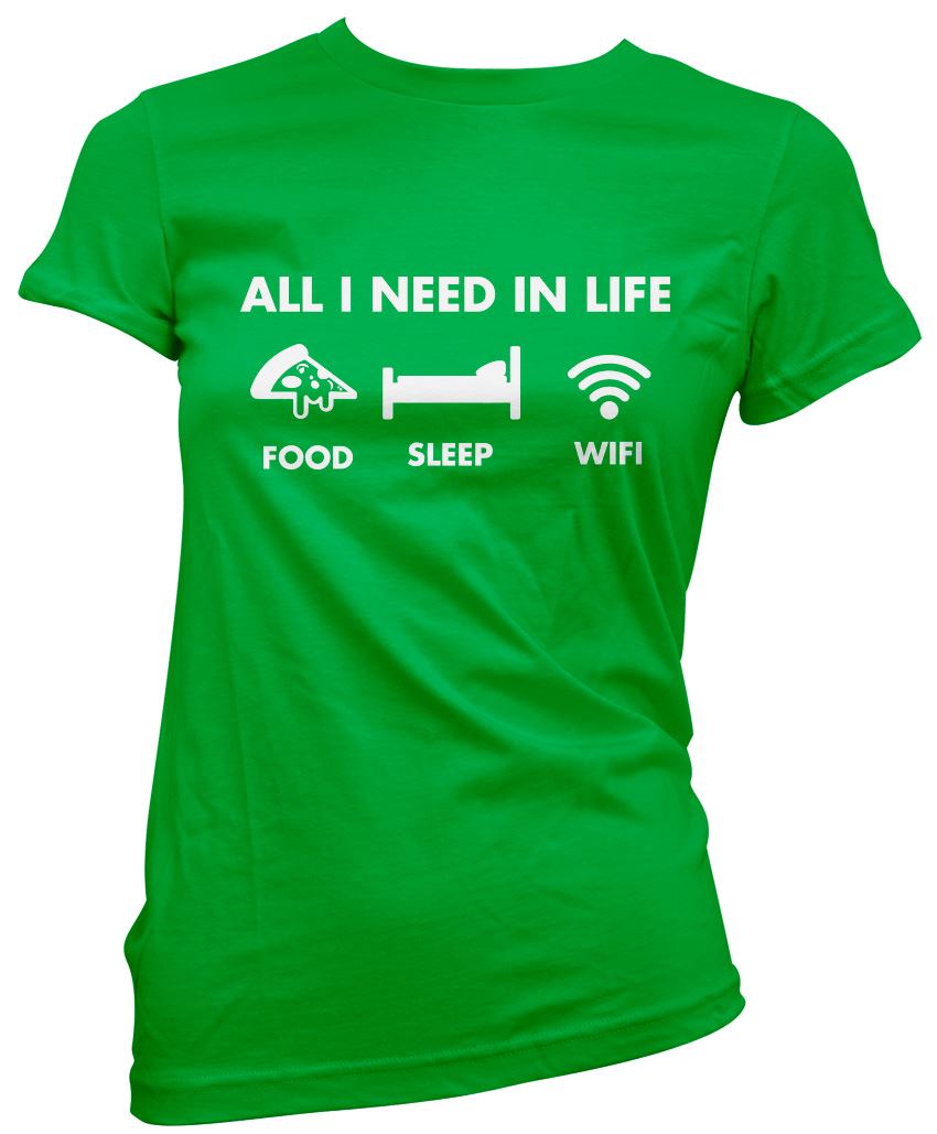 All I Need In Life Food Sleep WIFI - Womens T-Shirt