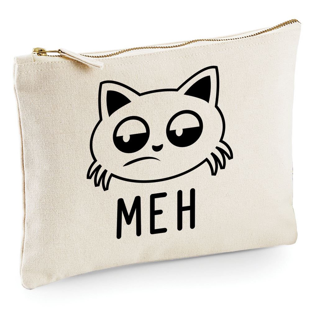 Meh Cat - Zip Bag Costmetic Make up Bag Pencil Case Accessory Pouch