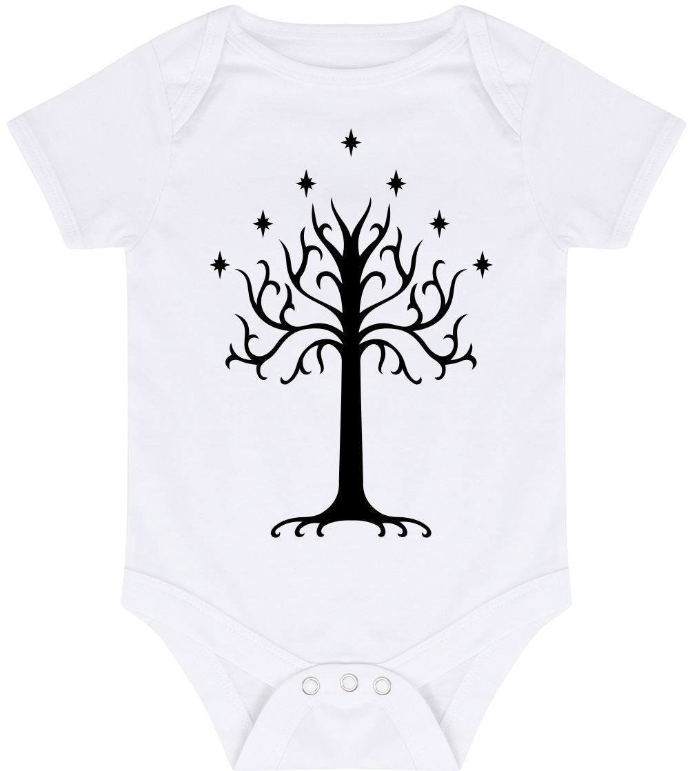 White Tree of Gondor - Baby Vest Bodysuit Short Sleeve Unisex Boys Girls