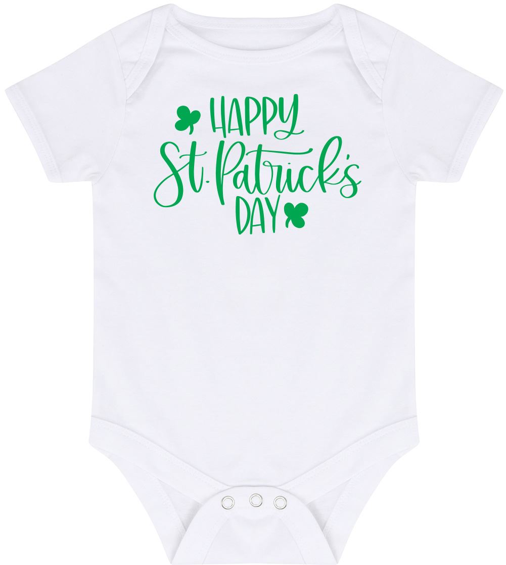 Happy St Patricks Day - Baby Vest Bodysuit Short Sleeve Unisex Boys Girls
