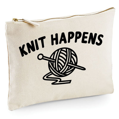 Knit Happens - Zip Bag Costmetic Make up Bag Pencil Case Accessory Pouch