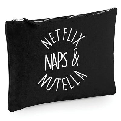 Netflix Naps and Nutella - Zip Bag Costmetic Make up Bag Pencil Case Accessory Pouch