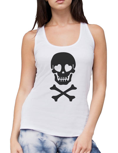 Skull and Crossbones Heart Eyes - Womens Vest Tank Top