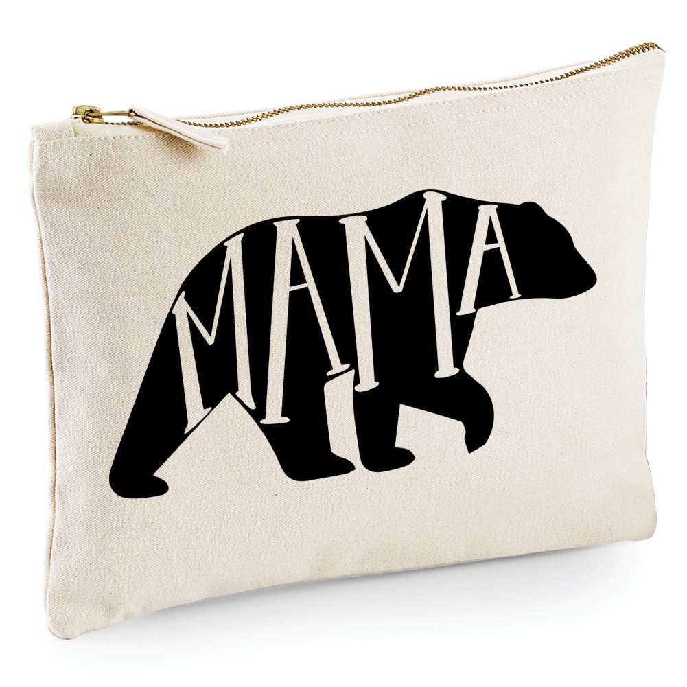 Mama Bear - Zip Bag Costmetic Make up Bag Pencil Case Accessory Pouch