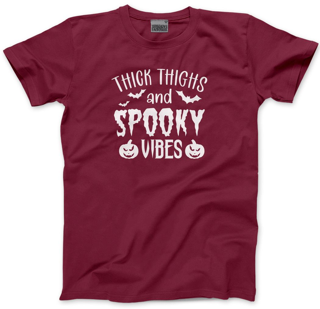 Thick Thighs and Spooky Vibes Pumpkin - Mens Unisex T-Shirt