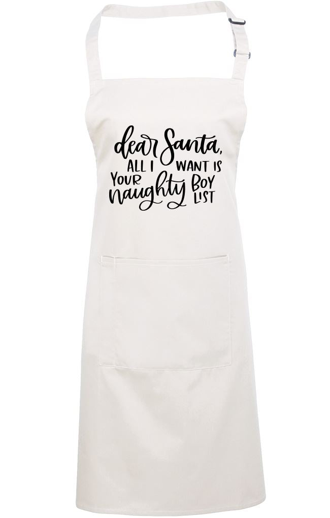 Dear Santa All I Want is Your Naughty Boy List - Apron - Chef Cook Baker